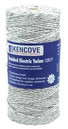 Kencove Braided Electric Twine, 9SS - White, 1,320'
